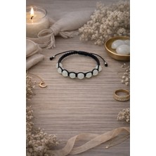 Enfera Doğal Taş Doğal Taş Kedi Gözü Taşı Makrome Tek Sıra Bileklik