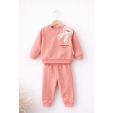 Selvira Bebek-Çocuk Eşofman Takımı | Nakışlı 3 Iplik Şardonlu Çocuk Sweatshirt Alt Üst Takım