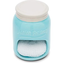 Fox Run Süngerli Seramik Mason Kavanoz Tutucu, 8,9 x 8,9 x 12,7 Cm, Mavi