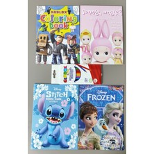 Ada Çanta Kırtasiye 4 Adet Stickerli Boyama Kitabı ve 12'li Kuru Boya Kalemi (Roblox/sonny A./frozen/stitch) AD9705