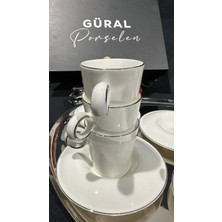 Güral Porselen Carıne Bumbell 12 Parça Kahve Fincan Takımı Platin File