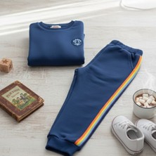 Babyilay Çocuk Gökkuşağı Şeritli Alt Üst Takım Eşofman Takımı