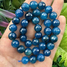 Fasetli Küre Koyu Mavi Akik Taşı 10 mm