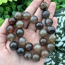 Fasetli Küre Kahverengi Akik Taşı 16MM