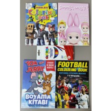 Ada Çanta Kırtasiye 4 Adet Stickerli Boyama Kitabı ve 12'li Kuru Boya Kalemi (Roblox/sonny A./tomvejerry/futbol) AD9711