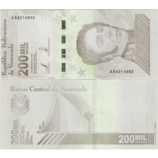 Banknoting Venezuela 200.000 Bolivar 2020 Hatalı Basım-Bir Kenardan Geniş Bir Kenardan Kısa Kesim Errör. Çil.