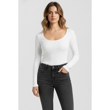 U Yaka Uzun Kollu Penye Bluz T-Shirt