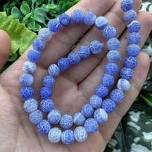 Mat Küre Lacivert Beyaz Akik Taşı 8 mm