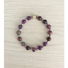 MK Tasarım Gerçek Ametist Taşı - Inci Bileklik – MKT.1.101.36- Taşların Kendi Rengidir, Boya Değildir