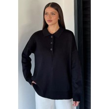 Gülseli Kadın Yarım Düğmeli Triko Kazak P-00018996