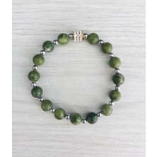 MK Tasarım Gerçek Yeşim Taşı - Inci Bileklik – MKT.1.101.35- Taşların Kendi Rengidir, Boya Değildir