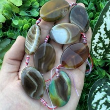 Oval Yamuk Kahve Mix Akik Taşı 30X40 mm