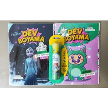 Ada Çanta Kırtasiye 2 Adet Dev Boyama Kitabı ve 12 Li Adel Tüp Kuru Boya Kalemi (Frozen/labubu)