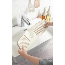 Krem Elastik Musluk Matı Su Tutucu Düzenleyici Kaydırmaz Taban Organizer Mutfak