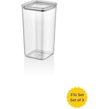 Kare Saklama Kabı 3 x 1200 Ml, Şeffaf