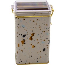 Cream Desenli Dikdörtgen Metal Saklama Kabı 8X10 cm ( Cream)