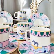 Kütahya Home Boheme Zebra Kahve Fincan Takımı 12 Parça Fine Porselen 6 Kişilik