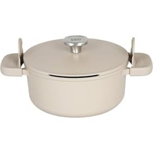 Kapaklı Yapışmaz Tencere 24 cm Latte