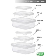 Un 6 Lı Set Nare Dikdörtgen Sızdırmaz Hava Almaz Erzak Saklama Kabı Şeffaf