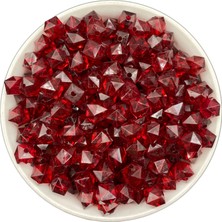 Hedef Bijuteri 100GR 10MM Bordo / Koyu Kırmızı Renk  Küp,kübik Akrilik Boncuk,takı,çanta Boncuğu (100GR,~180 Adet)