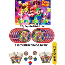 Süper Mario Temalı Doğum Günü Tabak , Bardak , Afiş Seti