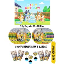 Bluey Temalı Doğum Günü Tabak , Bardak , Afiş Seti 35X50