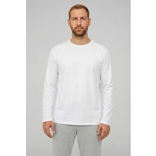 Cottonland Erkek Colbert Uzun Kollu O Yaka Baskısız Dökümlü Penye T-Shirt