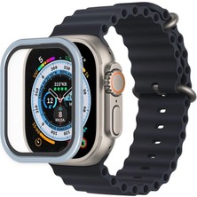 Eco Port Apple Watch Ultra 49MM Alüminyum Kasa Cam Ekran Koruyucu - Mavi