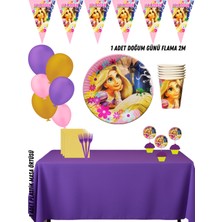 Rapunzel Prenses 8 Kişilik Doğum Günü Parti Süsleri Seti