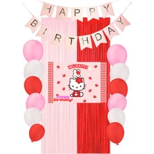 Hello Kitty Doğum Günü Parti Malzemeleri Süsleri Mixxi Set Kırmızı