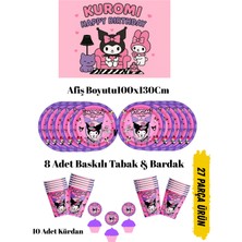 Kuromi Temalı Doğum Günü Tabak , Bardak , Afiş Seti