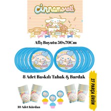 Cinnamoroll Cinnamoron Sanrio Temalı Doğum Günü Tabak , Bardak , Afiş Seti