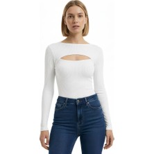 Göğüs Dekolteli Penye Bluz T-Shirt