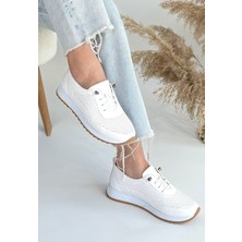 Egecen Tone Beyaz Cilt Bağcıklı Spor Ayakkabı