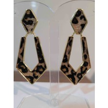 Çağ Moda Aksesuar V.ı.p Model Tüylü Leopar Küpe