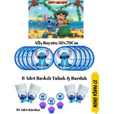 Stitch Lilo Stiç Angel Temalı Doğum Günü Tabak , Bardak , Afiş Seti