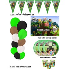 Minecraft 8 Kişilik Doğum Günü Parti Malzemeleri Süsleri Partymix