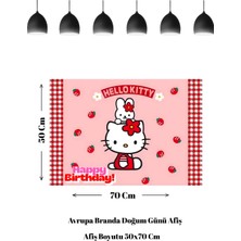 Hello Kitty Temalı Doğum Günü Afişi Kırmızı