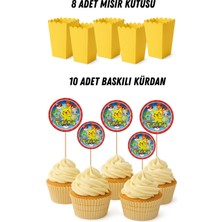 Pokemon Pikachu Temalı Doğum Günü Mısır Kutusu Baskılı Kürdan Seti