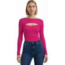 Göğüs Dekolteli Penye Bluz T-Shirt