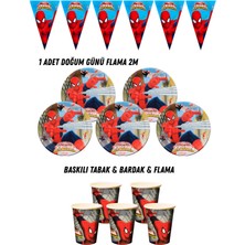 Örümcek Adam 32 Kişilik Tabak , Bardak , Flama Bayrak Doğum Günü Set