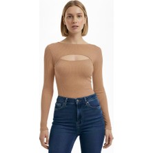 Göğüs Dekolteli Penye Bluz T-Shirt