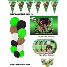 Minecraft 8 Kişilik Doğum Günü Parti Malzemeleri Süsleri Partymix
