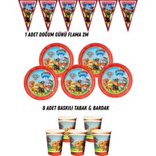 Paw Patrol Ryder 8 Kişilik Tabak , Bardak , Flama Bayrak Doğum Günü Set