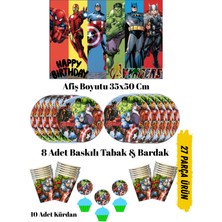 Yenilmezler Avengers Temalı Doğum Günü Tabak , Bardak , Afiş Seti