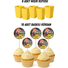 Sünger Bob Patrick Temalı Doğum Günü Mısır Kutusu Baskılı Kürdan Seti