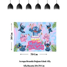 Stitch-Angel Temalı Doğum Günü Afişi
