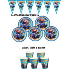 Hotwheels Ateşli Tekerler 32 Kişilik Tabak , Bardak , Flama Bayrak Doğum Günü Set
