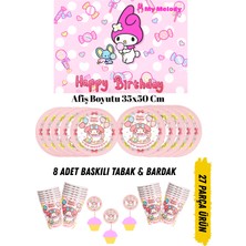 My Melody Melodi Temalı Doğum Günü Tabak , Bardak , Afiş Seti 35X50