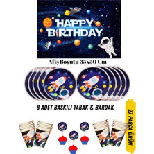 Galaksi Uzay Temalı Doğum Günü Tabak , Bardak , Afiş Seti 35X50